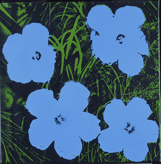 'Flowers,' 1964. Andy Warhol, American, 1928 - 1987. Screenprint on canvas, 24 x 24 x 1 inches (61 x 61 x 2.5 cm). Partial and promised gift of Anne d'Harnoncourt and Joseph Rishel in memory of Sarah Carr d'Harnoncourt, 2001. © Andy Warhol Foundation for the Visual Arts / Artists Rights Society (ARS), New York.
